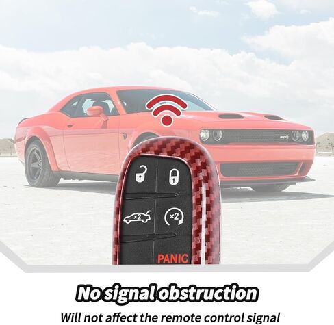 JeCar Red Carbon Fiber Key Fob Cover Fit for 2015-2019 Dodge Challenger / 2011-2019 Charger / 2014-2019 Durango Key Fob Shell Protector Remote Control Smart Key Case in Kuwait