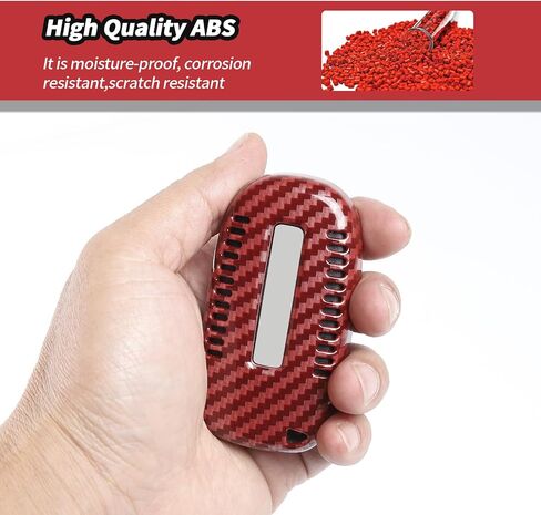 JeCar Red Carbon Fiber Key Fob Cover Fit for 2015-2019 Dodge Challenger / 2011-2019 Charger / 2014-2019 Durango Key Fob Shell Protector Remote Control Smart Key Case in Kuwait