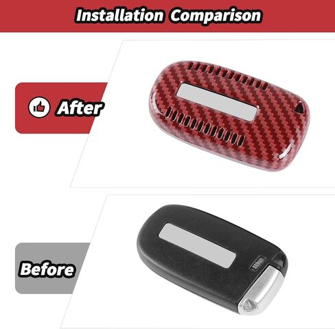 JeCar Red Carbon Fiber Key Fob Cover Fit for 2015-2019 Dodge Challenger / 2011-2019 Charger / 2014-2019 Durango Key Fob Shell Protector Remote Control Smart Key Case in Kuwait