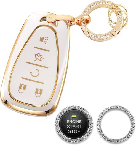 for Chevy Key Fob Cover Compatible with Chevrolet Equinox Malibu Camaro Traverse 5 Buttons, Soft TPU Keys Shells in Kuwait