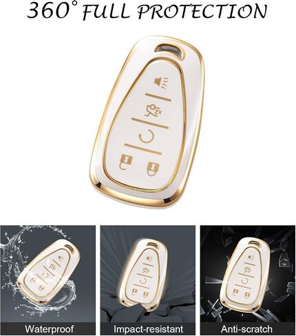 for Chevy Key Fob Cover Compatible with Chevrolet Equinox Malibu Camaro Traverse 5 Buttons, Soft TPU Keys Shells in Kuwait
