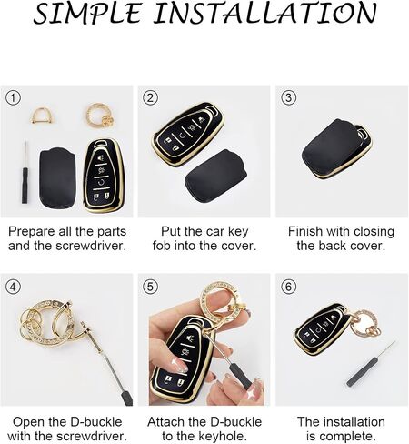 for Chevy Key Fob Cover Compatible with Chevrolet Equinox Malibu Camaro Traverse 5 Buttons, Soft TPU Keys Shells in Kuwait