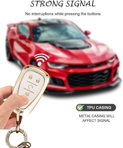 for Chevy Key Fob Cover Compatible with Chevrolet Equinox Malibu Camaro Traverse 5 Buttons, Soft TPU Keys Shells in Kuwait