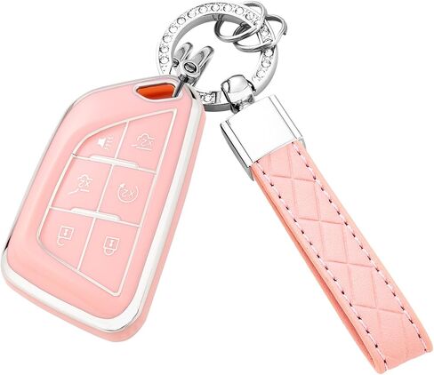 Key Fob Cover with Keychain for Cadillac 2020 2021 2022 ATS CT5 CT6 XT4 XT5 XTS Soft TPU Car Smart Keys Case in Kuwait