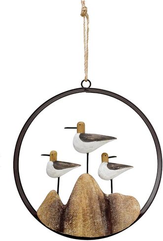 Aecipl Nautical Wood Wall Decoration Rustic Wooden Hanging Ocean Home Decor Hand Carved Beach Themed Ornament for Door (Round, A) in Kuwait