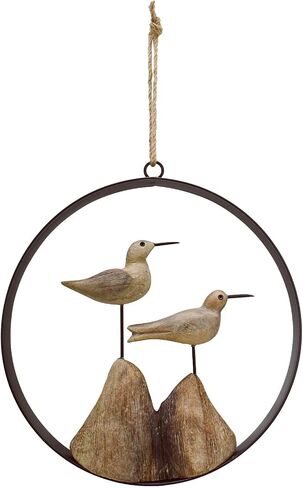 Aecipl Nautical Wood Wall Decoration Rustic Wooden Hanging Ocean Home Decor Hand Carved Beach Themed Ornament for Door (Round, A) in Kuwait