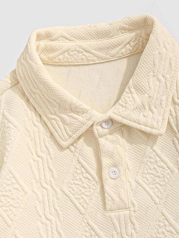 ROSE GAL Rosegal Men's Geometric Textured Label Design Turn-down Collar Long Sleeves Pullover Sweatshirt in Saudi Arabia