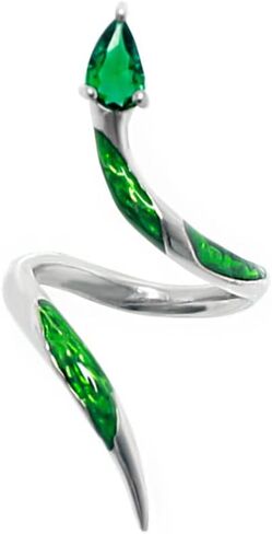 خواتم ثعبان JXGXB للنساء، خاتم سليذرين على شكل حيوان رائع قابل للتعديل على شكل ثعبان أخضر على شكل ثعبان مجوهرات عصرية in Kuwait