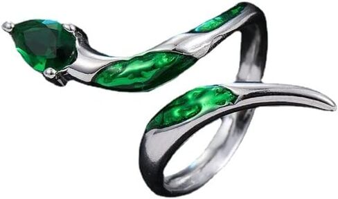 خواتم ثعبان JXGXB للنساء، خاتم سليذرين على شكل حيوان رائع قابل للتعديل على شكل ثعبان أخضر على شكل ثعبان مجوهرات عصرية in Kuwait