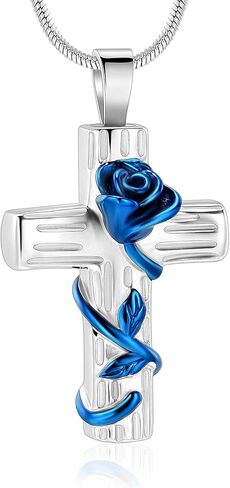 Minicremation Urn Necklace for Ashes Rose Flower Cross Cremation Jewelry Pendant for Human/Pet Funeral Keepsake Memorial Necklace in Saudi Arabia