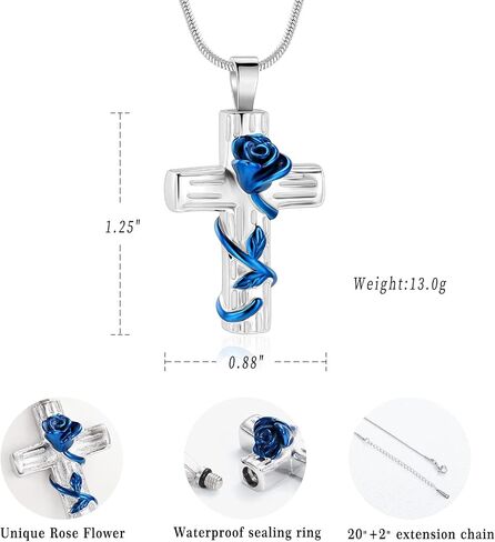 Minicremation Urn Necklace for Ashes Rose Flower Cross Cremation Jewelry Pendant for Human/Pet Funeral Keepsake Memorial Necklace in Saudi Arabia