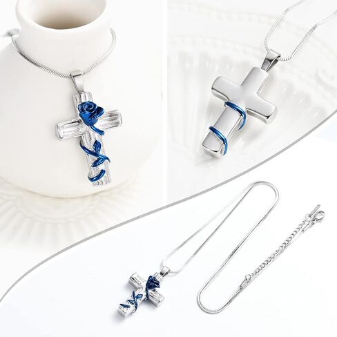 Minicremation Urn Necklace for Ashes Rose Flower Cross Cremation Jewelry Pendant for Human/Pet Funeral Keepsake Memorial Necklace in Saudi Arabia