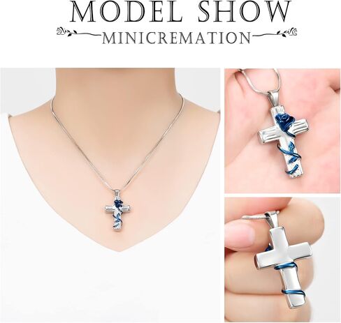 Minicremation Urn Necklace for Ashes Rose Flower Cross Cremation Jewelry Pendant for Human/Pet Funeral Keepsake Memorial Necklace in Saudi Arabia