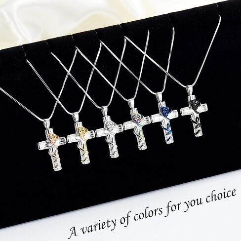 Minicremation Urn Necklace for Ashes Rose Flower Cross Cremation Jewelry Pendant for Human/Pet Funeral Keepsake Memorial Necklace in Saudi Arabia
