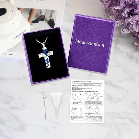 Minicremation Urn Necklace for Ashes Rose Flower Cross Cremation Jewelry Pendant for Human/Pet Funeral Keepsake Memorial Necklace in Saudi Arabia