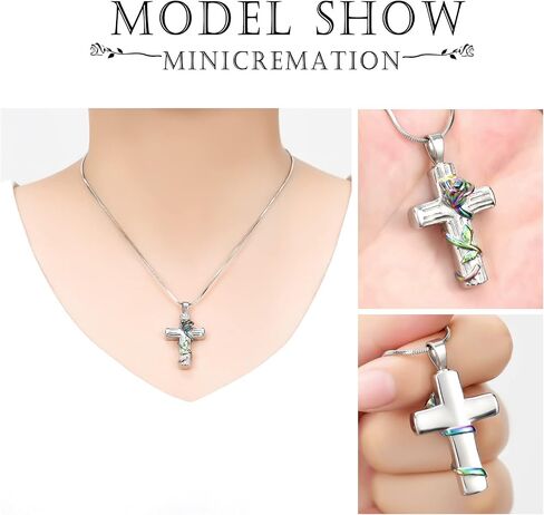 Minicremation Urn Necklace for Ashes Rose Flower Cross Cremation Jewelry Pendant for Human/Pet Funeral Keepsake Memorial Necklace in Saudi Arabia