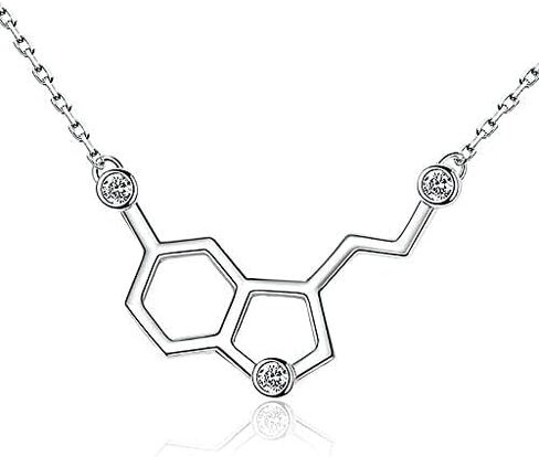 925-Sterling-Silver Hormone Serotonin-Molecule neckalce - Caffeine Molecule dopamine Pendent Necklace for Women,Teacher, Professor, Chemistry Graduates, Science Jewelry Lovers in Saudi Arabia