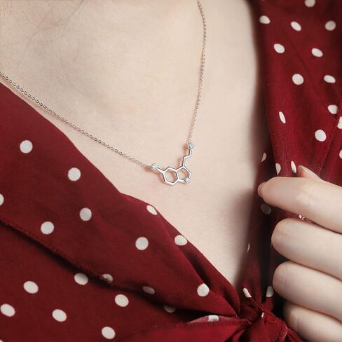 925-Sterling-Silver Hormone Serotonin-Molecule neckalce - Caffeine Molecule dopamine Pendent Necklace for Women,Teacher, Professor, Chemistry Graduates, Science Jewelry Lovers in Saudi Arabia