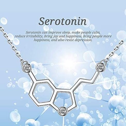 925-Sterling-Silver Hormone Serotonin-Molecule neckalce - Caffeine Molecule dopamine Pendent Necklace for Women,Teacher, Professor, Chemistry Graduates, Science Jewelry Lovers in Saudi Arabia