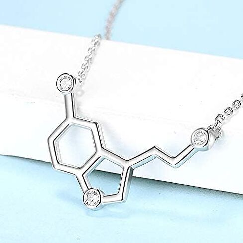 925-Sterling-Silver Hormone Serotonin-Molecule neckalce - Caffeine Molecule dopamine Pendent Necklace for Women,Teacher, Professor, Chemistry Graduates, Science Jewelry Lovers in Saudi Arabia