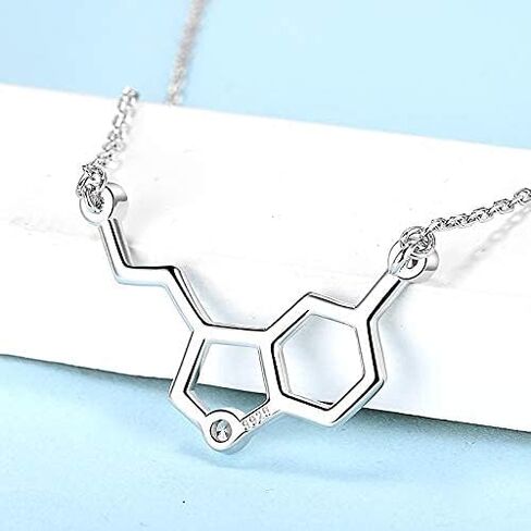 925-Sterling-Silver Hormone Serotonin-Molecule neckalce - Caffeine Molecule dopamine Pendent Necklace for Women,Teacher, Professor, Chemistry Graduates, Science Jewelry Lovers in Saudi Arabia