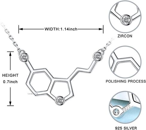 925-Sterling-Silver Hormone Serotonin-Molecule neckalce - Caffeine Molecule dopamine Pendent Necklace for Women,Teacher, Professor, Chemistry Graduates, Science Jewelry Lovers in Saudi Arabia