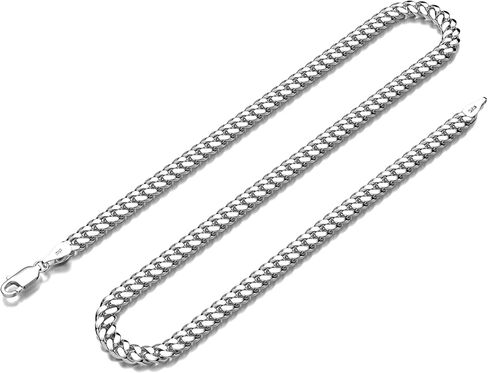 Waitsoul 925 Sterling Silver Cuban Chain Lobster Clasp 5mm Silver Cuban Link Curb Chain Necklace for Women Men Diamond Cut 16-30 Inches(20) in Saudi Arabia