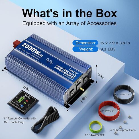 LEESKY 1/0 AWG Battery Cables 1/0 Gauge 6 Feet Pure Copper Battery Inverter Cables 3/8 Inch Terminals for Golf Cart, Battery, Power Inverter, Solar, Car, RV, Marine in Kuwait