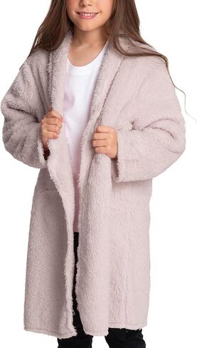 Mad Dog Sherpa Fleece Cardigans for Girls 5-12 Y, Cozy Kids Winter Fall Sweater Coats, Long Jacket for Home & Outdoor Wear in Kuwait