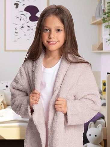 Mad Dog Sherpa Fleece Cardigans for Girls 5-12 Y, Cozy Kids Winter Fall Sweater Coats, Long Jacket for Home & Outdoor Wear in Kuwait