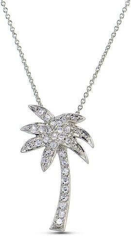 Lovve Cubic Zirconia Palm Tree Necklace with 18 inch chain, Available in Many Color Options in Saudi Arabia
