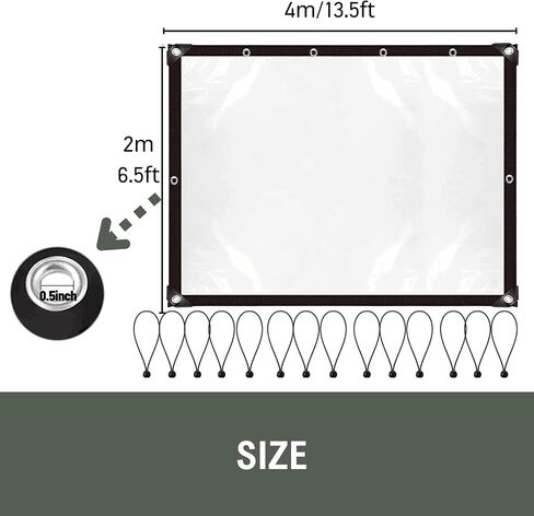 Clear Tarps Heavy Duty with Grommets, Clear Waterproof Plastic Tarp with 14 PCS Ball Bungee Cords Transparent PE Tarpaulin for Greenhouse Patio Chicken Coop (10ft×13ft) in Saudi Arabia
