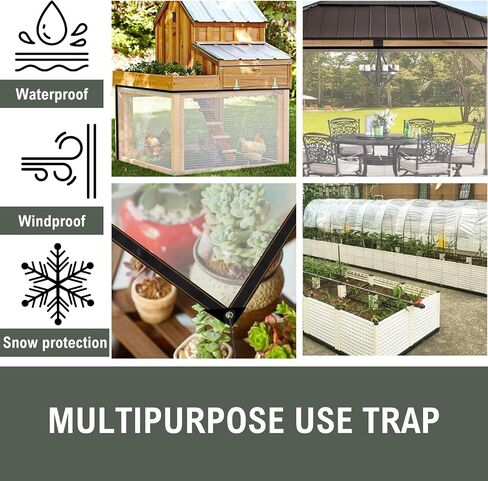 Clear Tarps Heavy Duty with Grommets, Clear Waterproof Plastic Tarp with 14 PCS Ball Bungee Cords Transparent PE Tarpaulin for Greenhouse Patio Chicken Coop (10ft×13ft) in Saudi Arabia