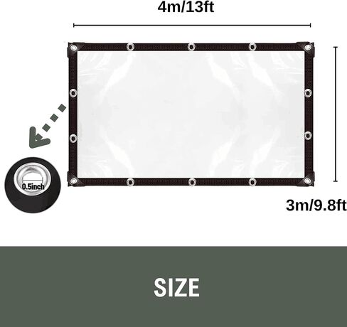 Clear Tarps Heavy Duty with Grommets, Clear Waterproof Plastic Tarp with 14 PCS Ball Bungee Cords Transparent PE Tarpaulin for Greenhouse Patio Chicken Coop (10ft×13ft) in Saudi Arabia