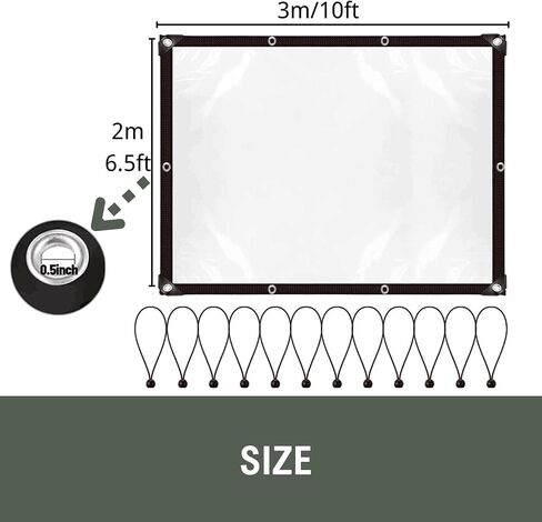 Clear Tarps Heavy Duty with Grommets, Clear Waterproof Plastic Tarp with 14 PCS Ball Bungee Cords Transparent PE Tarpaulin for Greenhouse Patio Chicken Coop (10ft×13ft) in Saudi Arabia