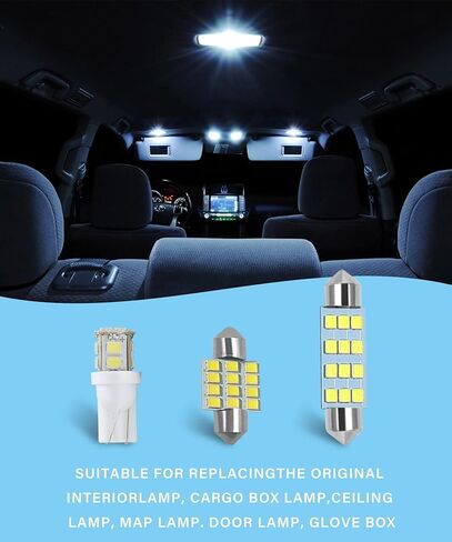 18 قطعة لمبة LED للسيارة، مجموعة مصابيح LED للسيارة، T10 31 مم 41 مم مجموعة مصابيح السيارة الداخلية (أبيض) in Kuwait