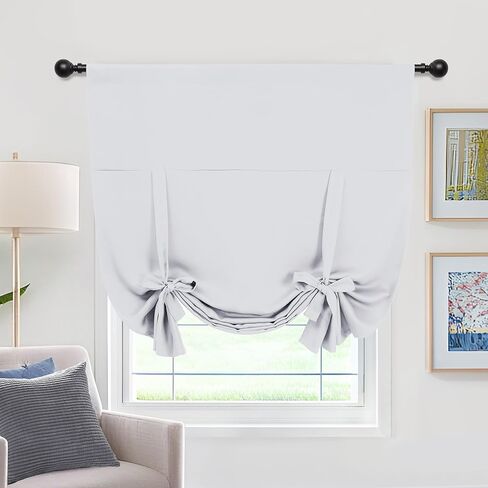 Deconovo Solid Rod Pocket Tie Up Shade Window Curtain, Star White, 46W x 63L in Saudi Arabia