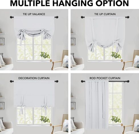 Deconovo Solid Rod Pocket Tie Up Shade Window Curtain, Star White, 46W x 63L in Saudi Arabia