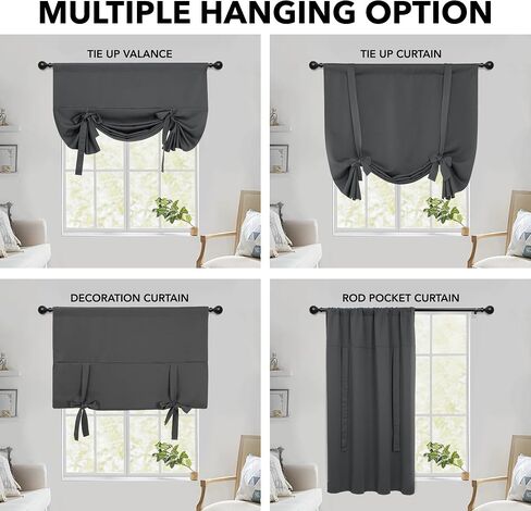 Deconovo Solid Rod Pocket Tie Up Shade Window Curtain, Star White, 46W x 63L in Saudi Arabia