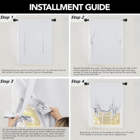 Deconovo Solid Rod Pocket Tie Up Shade Window Curtain, Star White, 46W x 63L in Saudi Arabia