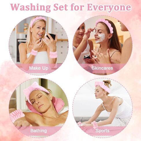 6 Pcs Puffy Terry Cloth Headbands and Wristbands for Skincare, Shower, and Makeup Removal in Kuwait