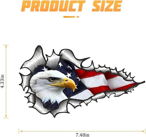 4 Pack American Bald Eagle Car Decal Sticker, 7.48X4.33 Inch Patriotic Eagle Truck Decal Waterproof Bumper Sticker for Car Truck Trailer SUV Van Outdoor Window Wall Laptop Tablet Glass (Number 2) in Saudi Arabia