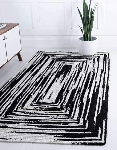 سجادة عداء سوداء عصرية من مجموعة Loom مضفرة فريدة من نوعها (2 '6 × 6' 0) in Kuwait