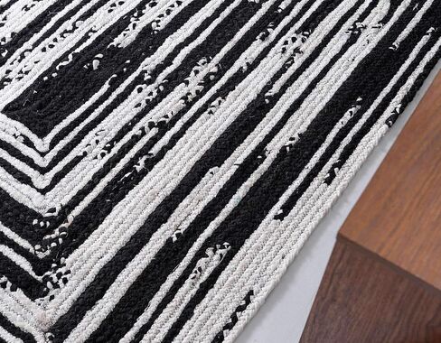 سجادة عداء سوداء عصرية من مجموعة Loom مضفرة فريدة من نوعها (2 '6 × 6' 0) in Kuwait