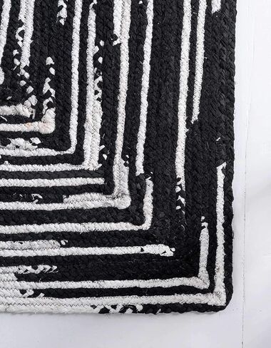 سجادة عداء سوداء عصرية من مجموعة Loom مضفرة فريدة من نوعها (2 '6 × 6' 0) in Kuwait