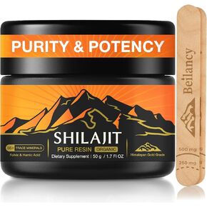 Shilajit Liquid Resin Supplement, Sourced from Himalayan Peaks, with Fulvic Acid, Iron & Magnesium, 50g, Provides 60 Days of Health Support