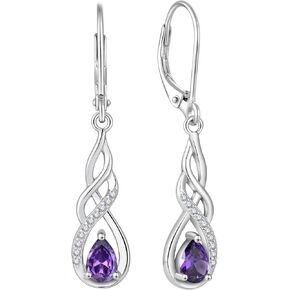 Dangle Drop Earrings Infinity Earrings for Woman 925 Sterling Silver leverback Earrings Birthstone Twisted Earrings