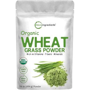 Micro Ingredients Sustainably US Grown, Organic Wheat Grass Powder (100% Whole-Leaf), 16 Ounce, Rich in Immune Vitamins, Fibers and Minerals, Support Digestion Function, Vegan Friendly