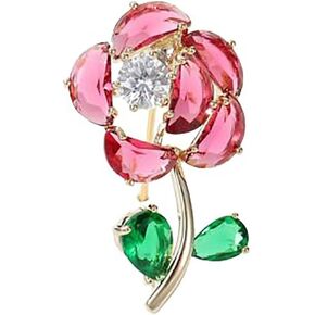 14K Gold Rose Flower Brooch - Elegant Floral Design Scarf Buckle, Graceful Pin for Special Occasions, Ideal Gift for Her, Craft Enthusiast Jewelry Accessory