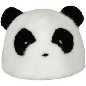 Women Classic Simple Black White Panda Plush Beanies Hat Ladies Winter Warm Cute Animal Ears Fluffy Skull Cap for Girl